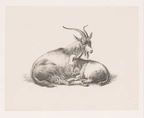 Bok en een geit by Pieter Bartholomeusz. Barbiers, print, 1809-1837