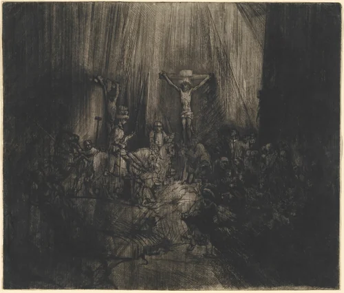 Christ Crucified between the Two Thieves (The Three Crosses) by Rembrandt van Rijn, print, 1653