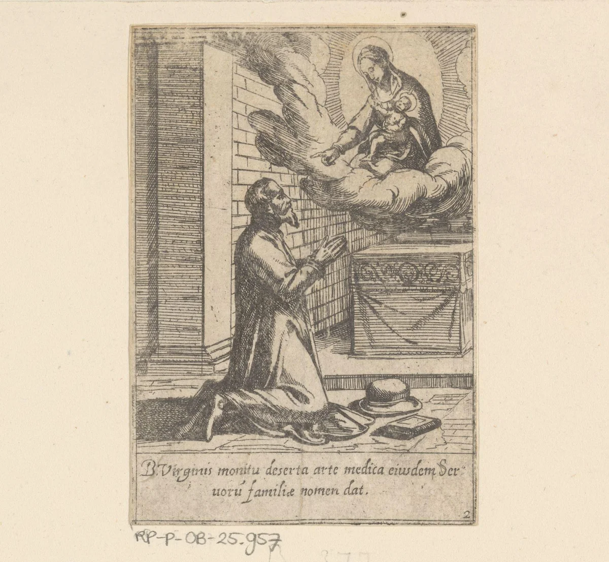 De heilige Philippus plaatst zich onder de hoede van Maagd Maria by Antonio Tempesta, print, 1591