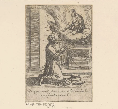 De heilige Philippus plaatst zich onder de hoede van Maagd Maria by Antonio Tempesta, print, 1591