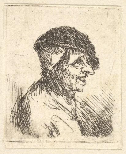 Head of Peasant by Adriaen van Ostade, print, 1610-1685