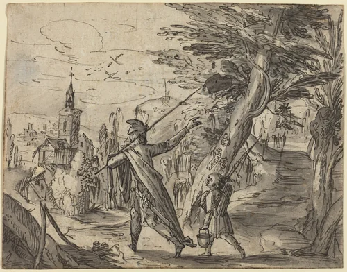 Abraham and Isaac by Hermann Weyer, drawing, 1541-1667