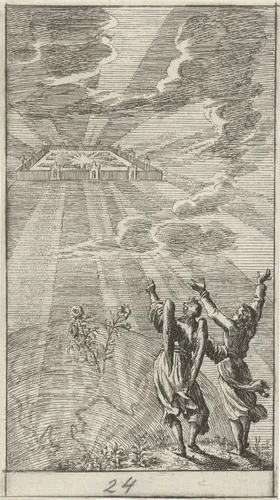 Engel toont Johannes het nieuwe Jeruzalem by anonymous, print, 1681-1762