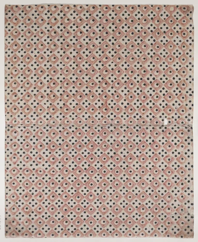 Book cover with overall pattern of red and black squares and dots by anonymous, print, 1800-1900