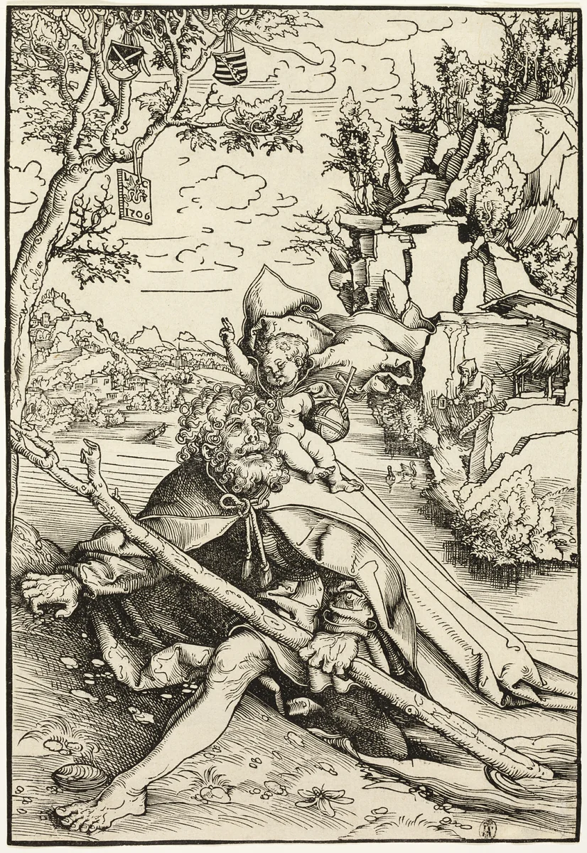 Saint Christopher by Lucas Cranach the Elder, print, 1506