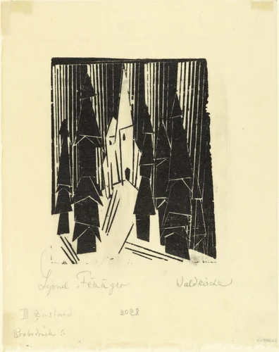 Church in the Woods, 2 (Waldkirche, 2) by Lyonel Feininger, print, 1920