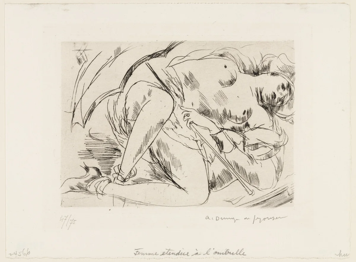 Nude Woman with Parasol by André Dunoyer de Segonzac, print, 1925