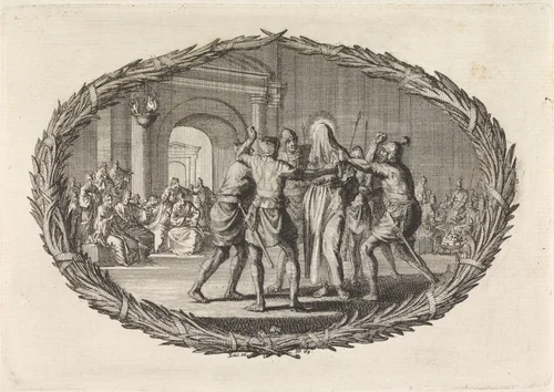 Bespotting van Christus by Jan Luyken, print, 1700