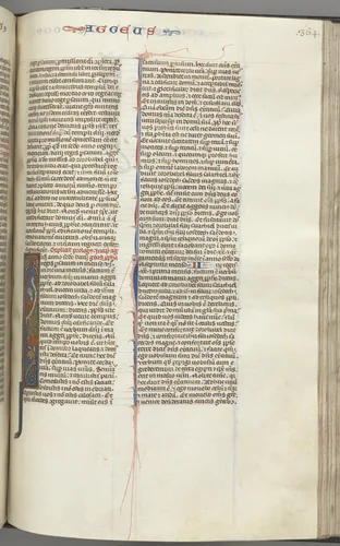 Fol. 364r, Haggai, historiated initial I, Haggai with a scroll standing on a hybrid by Unknown, book, 1270-1300