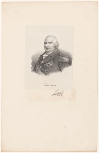 Portret van Lodewijk XVIII van Frankrijk by anonymous, print, 1818-1842