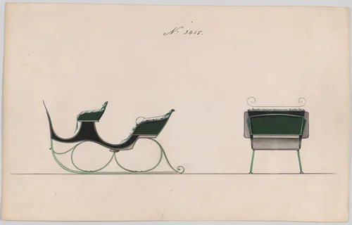Design for 4 Seat Sleigh, no. 3415 by Brewster & Co., drawing, 1878
