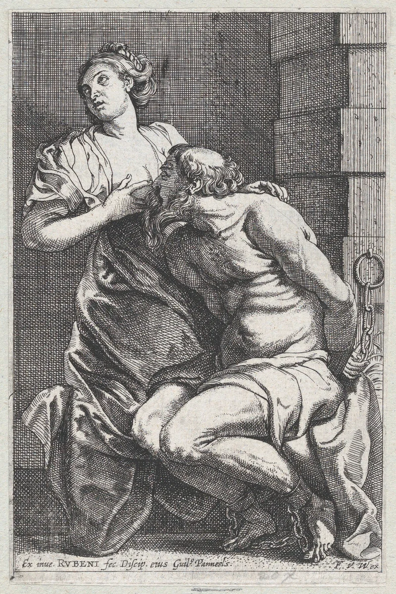 Cimon and Pero by Willem Panneels, print, 1626-1636