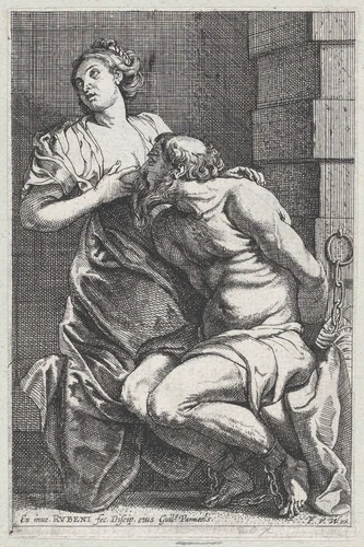 Cimon and Pero by Willem Panneels, print, 1626-1636