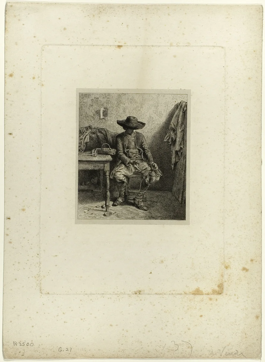 The Broken Crock by Charles-Émile Jacque, print, 1844