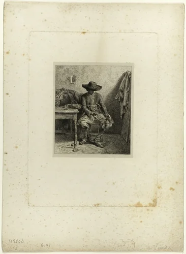 The Broken Crock by Charles-Émile Jacque, print, 1844
