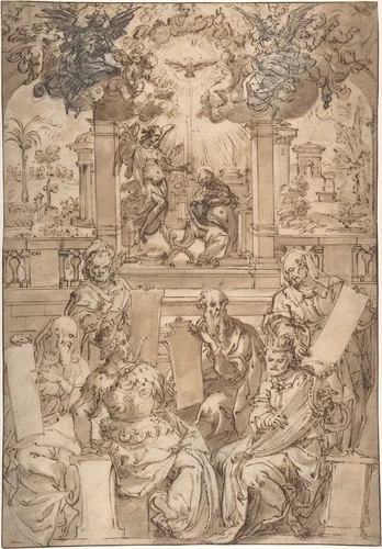 The Six Prophets of the Coming of Christ by Jan van der Straet, drawing, 1550-1619