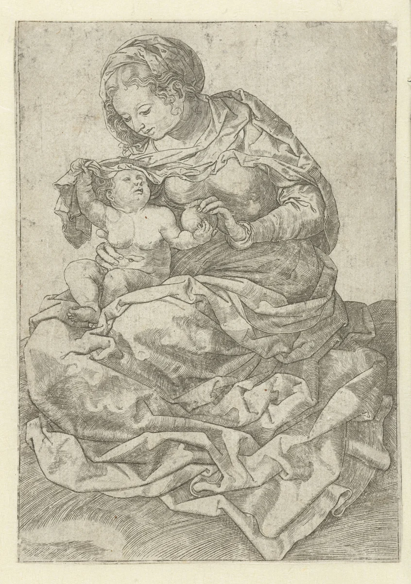 Madonna met kind by anonymous, print, 1488-1585