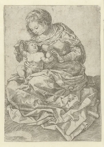 Madonna met kind by anonymous, print, 1488-1585