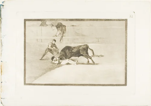 The Unlucky Death of Pepe Illo in the Ring at Madrid, plate 33 from The Art of Bullfighting by Francisco José de Goya, print, 1814-1816