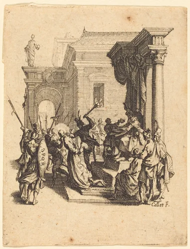 Christ Condemned to Death by Pilate by Jacques Callot, print, 1624-1625