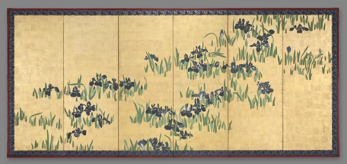 Irises by Watanabe Shikō (渡辺始興), painting, 1700-1755