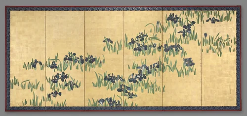 Irises by Watanabe Shikō (渡辺始興), painting, 1700-1755