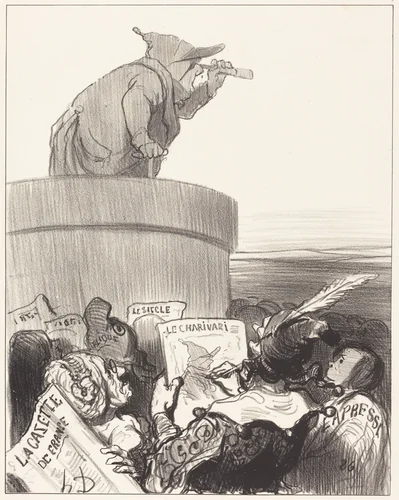 Le Constitutionnel contemplant l'horizon politique by Honoré Daumier, print, 1849