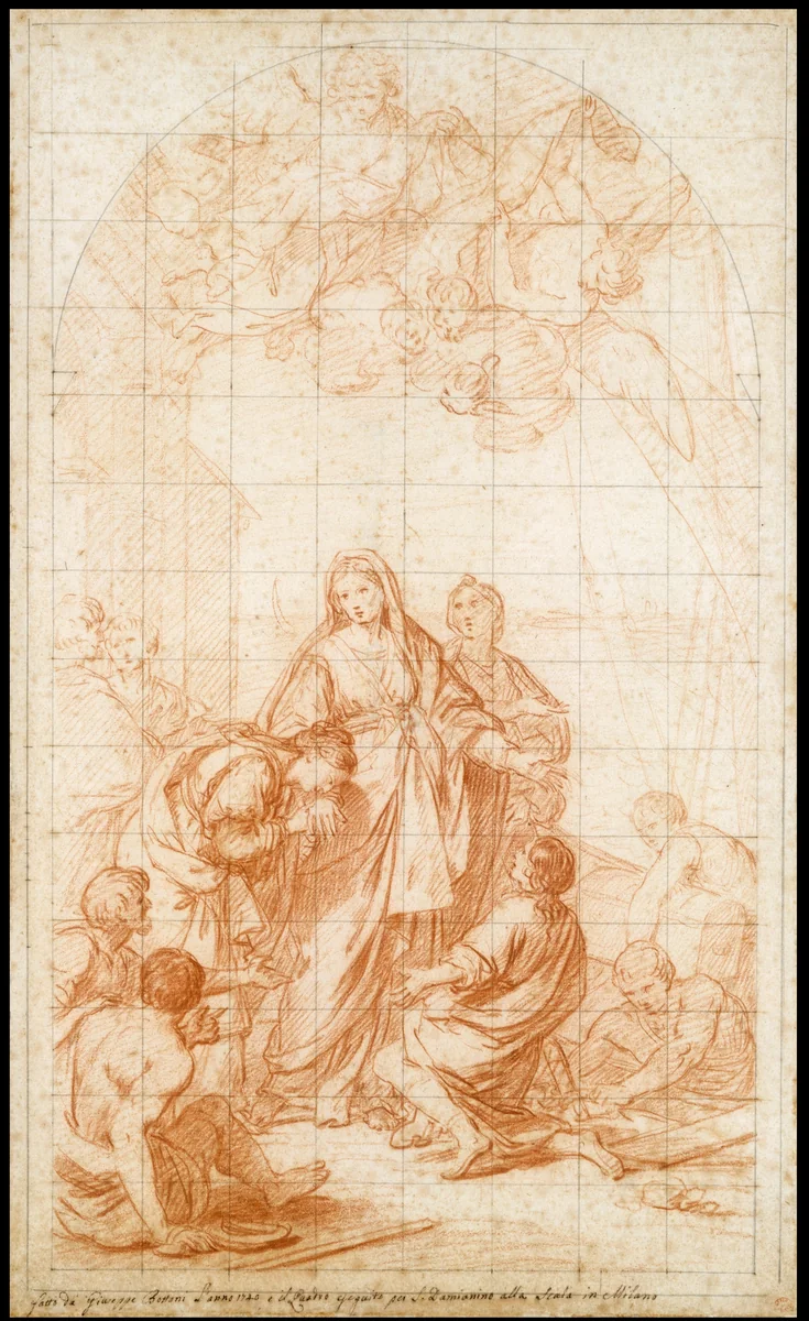The Departure of Saint Paula and Saint Eustochium for the Holy Land by Giuseppe Bottani, drawing, 1740
