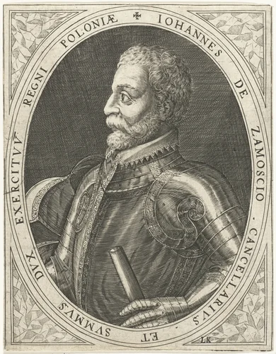 Portret van Jan Zamoyski by Dominicus Custos, print, 1600-1604