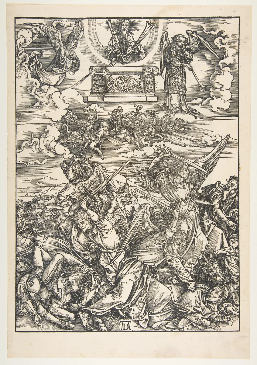 The Four Avenging Angels, from "The Apocalypse" by Albrecht Dürer, print, 1498