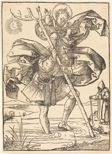 Saint Christopher by Sebald Beham, print, 1515-1525