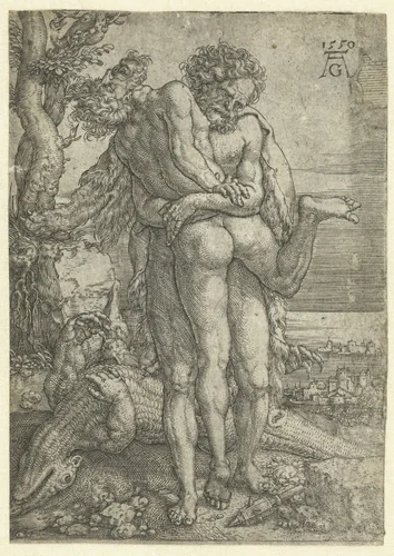Hercules vecht tegen riviergod Achelus by Unknown, print, 1550