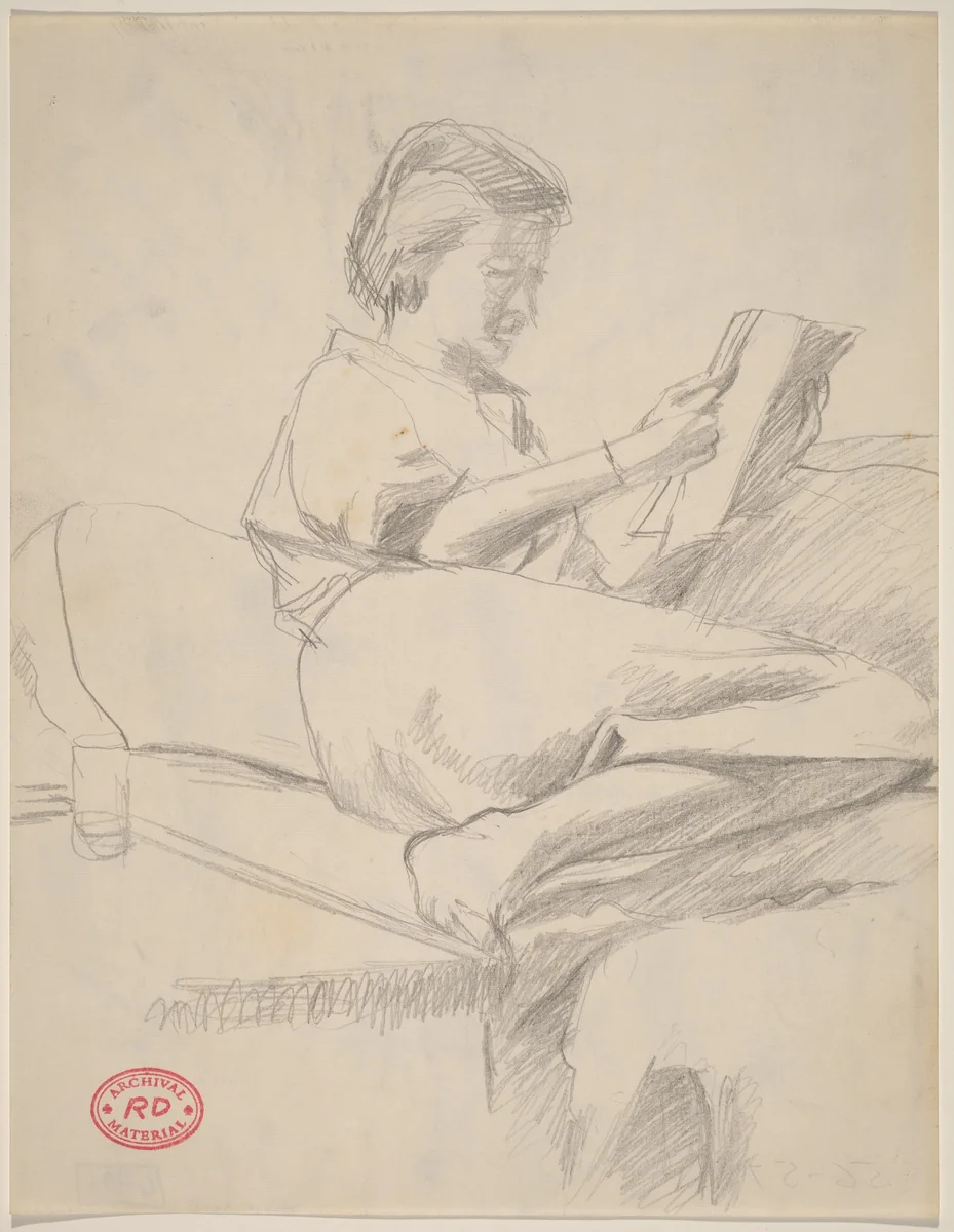 Untitled [woman on a sofa reading] by Richard Diebenkorn, drawing, 1955-1967