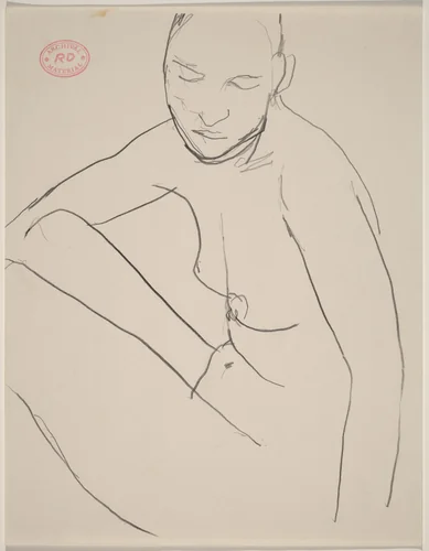 Untitled [female nude seated and looking down] by Richard Diebenkorn, drawing, 1955-1967