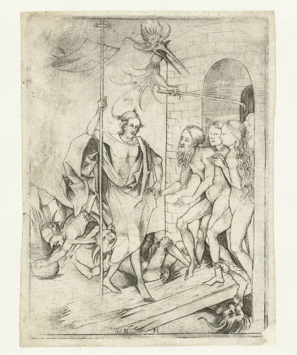 De afdaling in het voorgeborchte by Unknown, print, 1475-1491