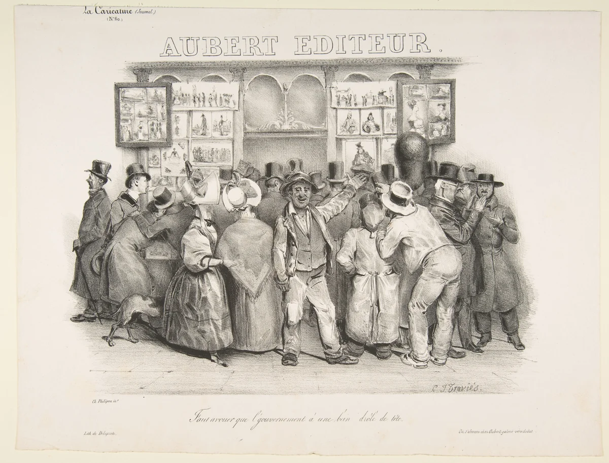 The Publisher Aubert (You must admit the government has a comic appearance) by Charles-Joseph Traviès, print, 1831