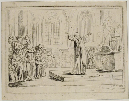 Priest Holding a Service Before an Altar by Pierre Alexandre Wille, print, 1760-1821