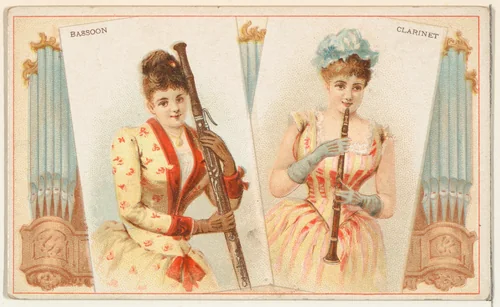 Bassoon and Clarinet, from the Musical Instruments series (N121) issued by Duke Sons & Co. to promote Honest Long Cut Tobacco by W. Duke, Sons & Co., print, 1888