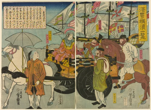 View of Miyozaki in Yokohama (Miyozaki Yokohama ichiran) by Utagawa Yoshimori, print, 1860