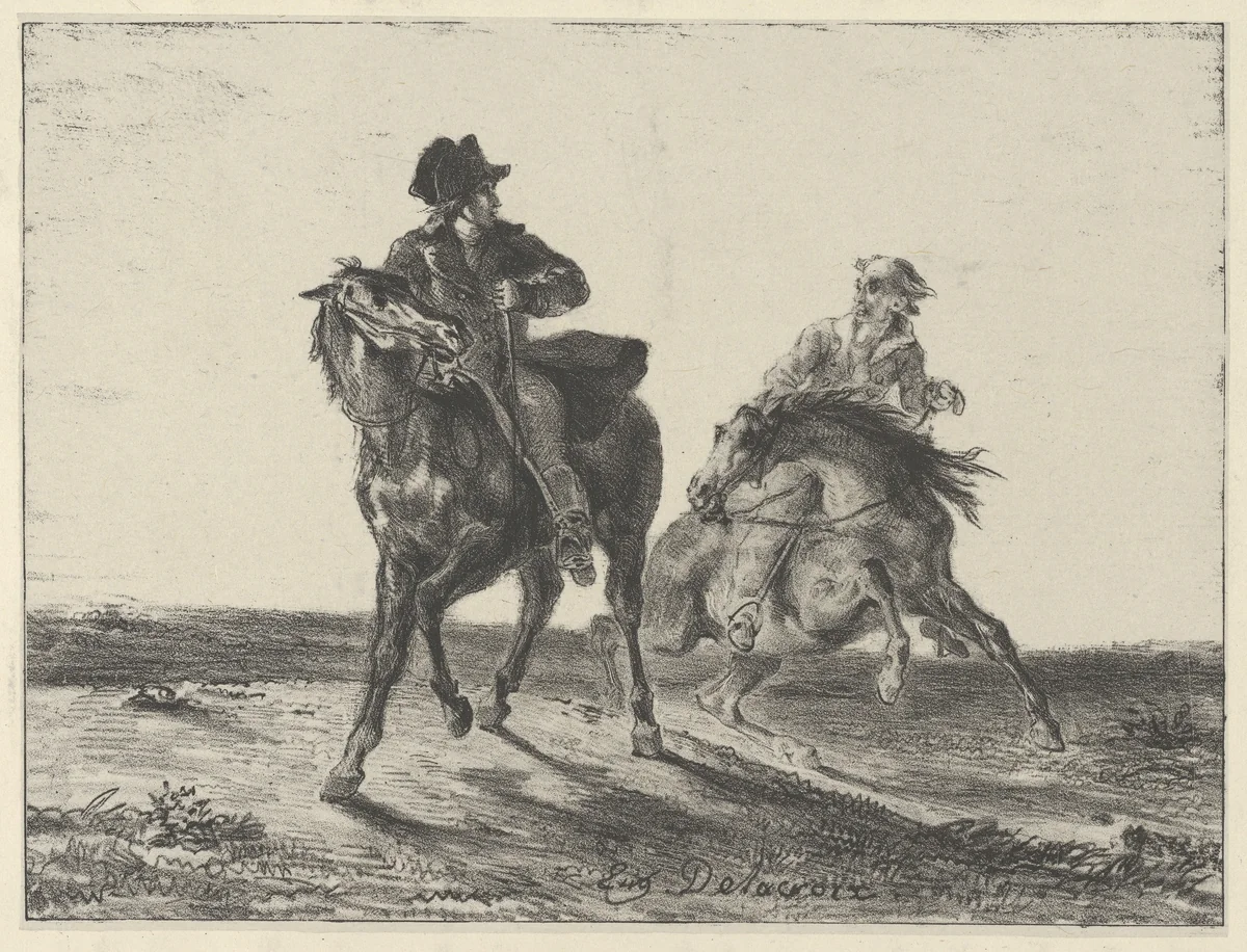 Steenie or Redgauntlet Pursued by a Goblin on Horseback by Eugène Delacroix, print, 1829