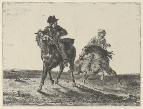 Steenie or Redgauntlet Pursued by a Goblin on Horseback by Eugène Delacroix, print, 1829