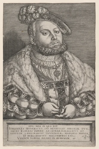 Portrait of Johann Friedrich the Magnanimous, Elector of Saxony by Georg Pencz, print, 1543