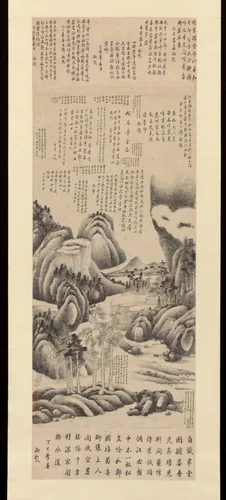 Copy of Dong Qichang’s Wanluan Thatched Cottage by Qian Du, painting, 1803