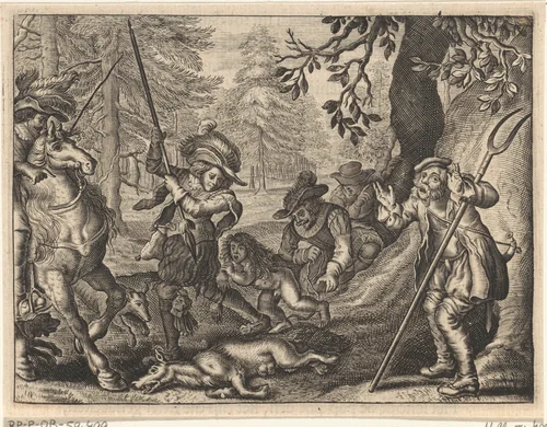 Wolvenjacht by anonymous, print, 1642