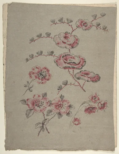 Pink Flower Pattern by anonymous, drawing, 1800-1899
