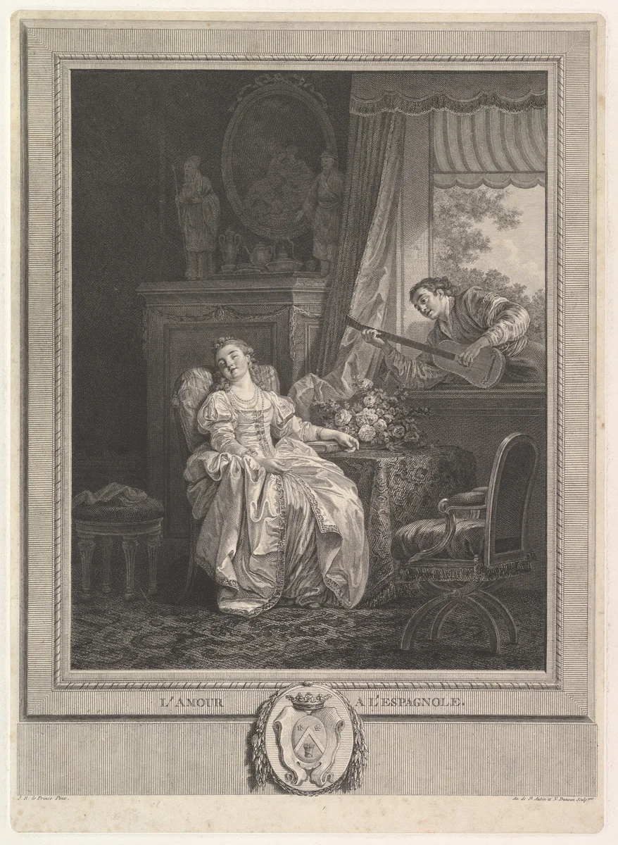 L'Amour a L'Espagnole by Augustin de Saint-Aubin, print, 1775-1785