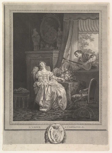 L'Amour a L'Espagnole by Augustin de Saint-Aubin, print, 1775-1785