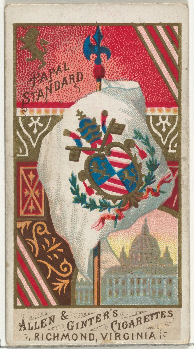 Papal Standard, from Flags of All Nations, Series 1 (N9) for Allen & Ginter Cigarettes Brands by Allen & Ginter, print, 1887