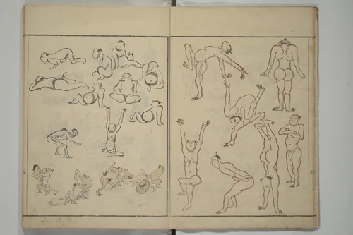 How to Draw Figures Simply (Jinbutsu ryakugashiki) 人物略画式 by Kuwagata Keisai (鍬形蕙斎), book, 1795
