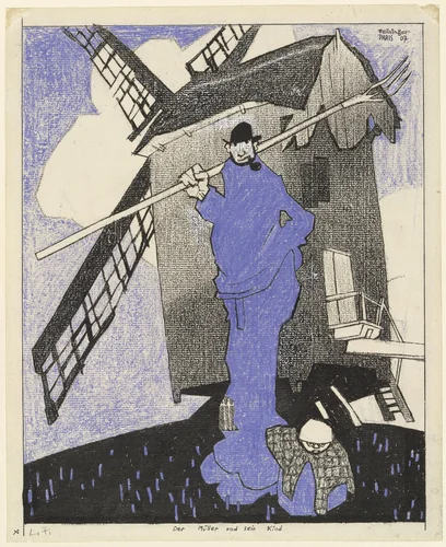 The Miller and His Child (Der Müller und sein Kind) by Lyonel Feininger, drawing, 1907